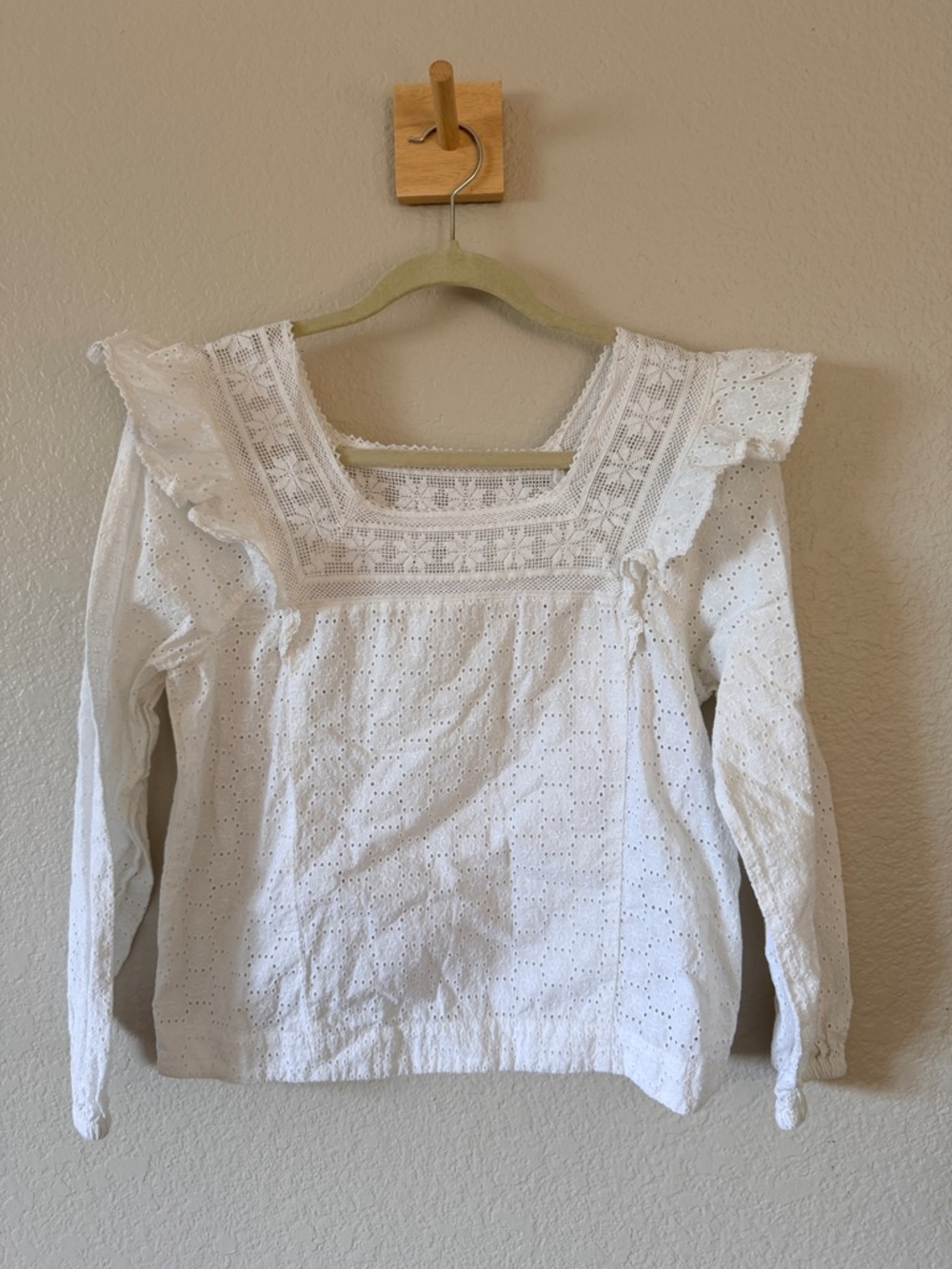 Madewell M cotton White Eyelet Embroidered Square Neck Blouse